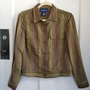 Evan Picone Linen Blend Striped Blazer Jacket